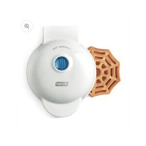 NEW Dash Spider Web Mini Waffle Maker In White Breakfast Cooker
